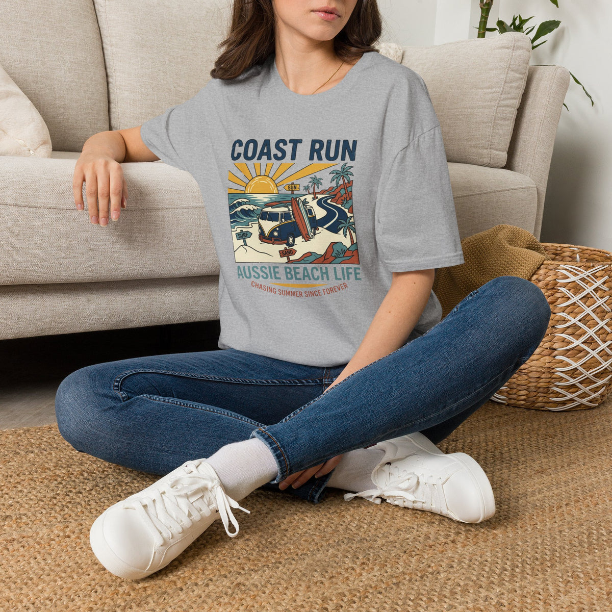 Coast Run Surf Van T‑Shirt — Aussie Beach Life Vintage Graphic