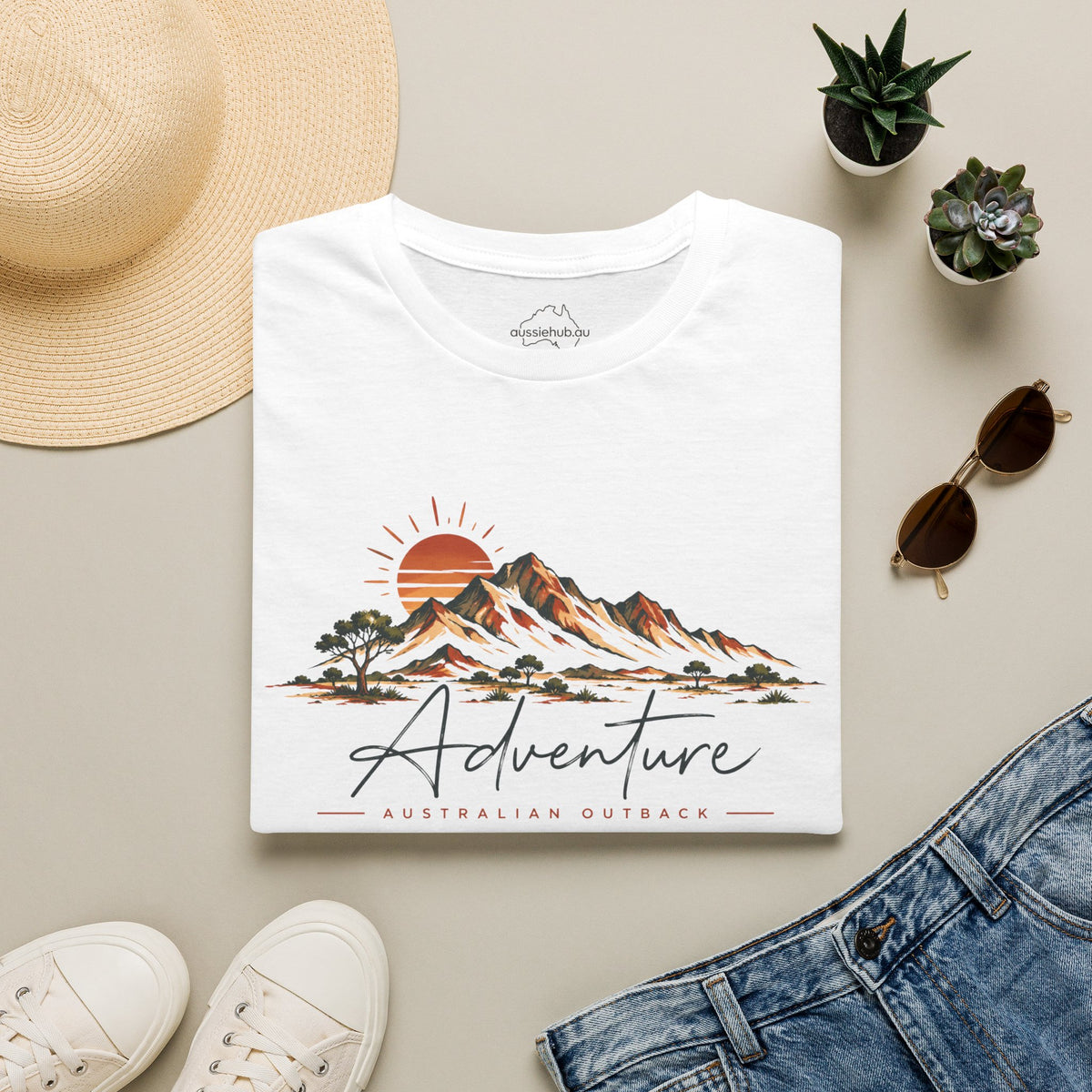 Australian Adventure Mountains T-Shirt — Scenic Sunset Outdoor Graphic Tee
