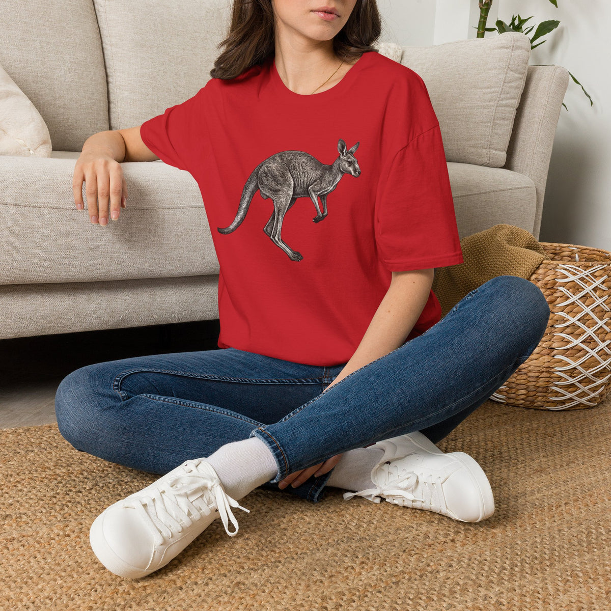 Kangaroo Hand-Drawn Illustration T-Shirt | Wildlife Animal