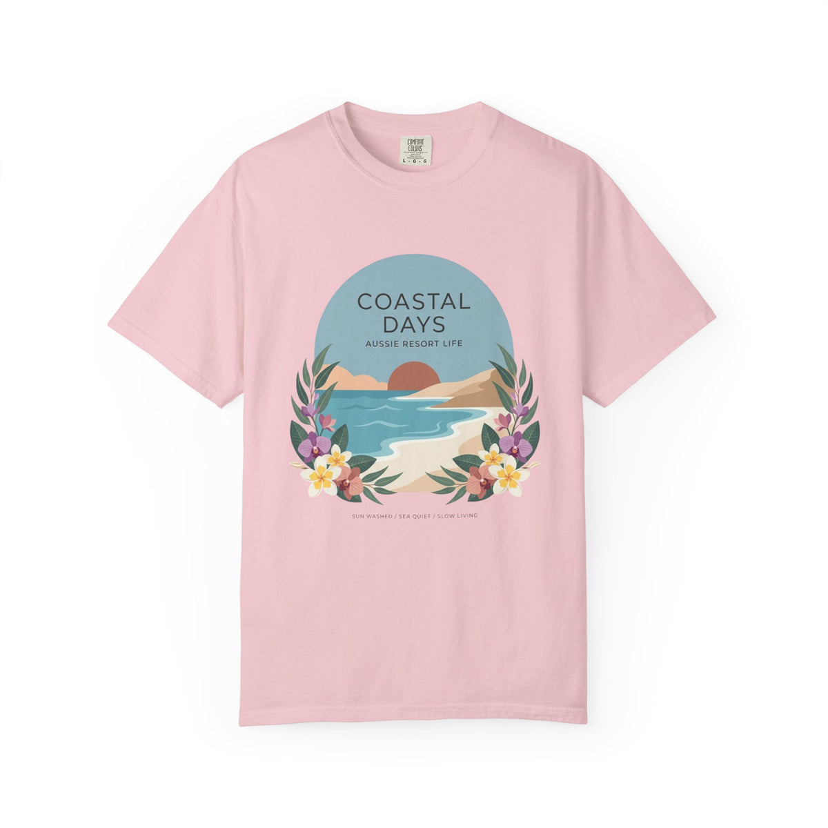 Coastal Days Graphic T-Shirt — Beach Sunset Floral Tee