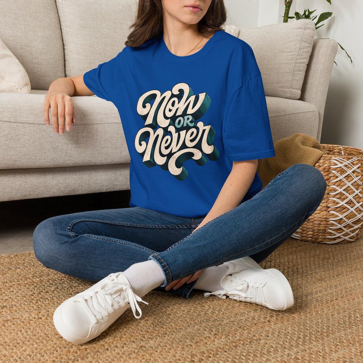 Now or Never Vintage Script T‑Shirt | Motivational Vibes