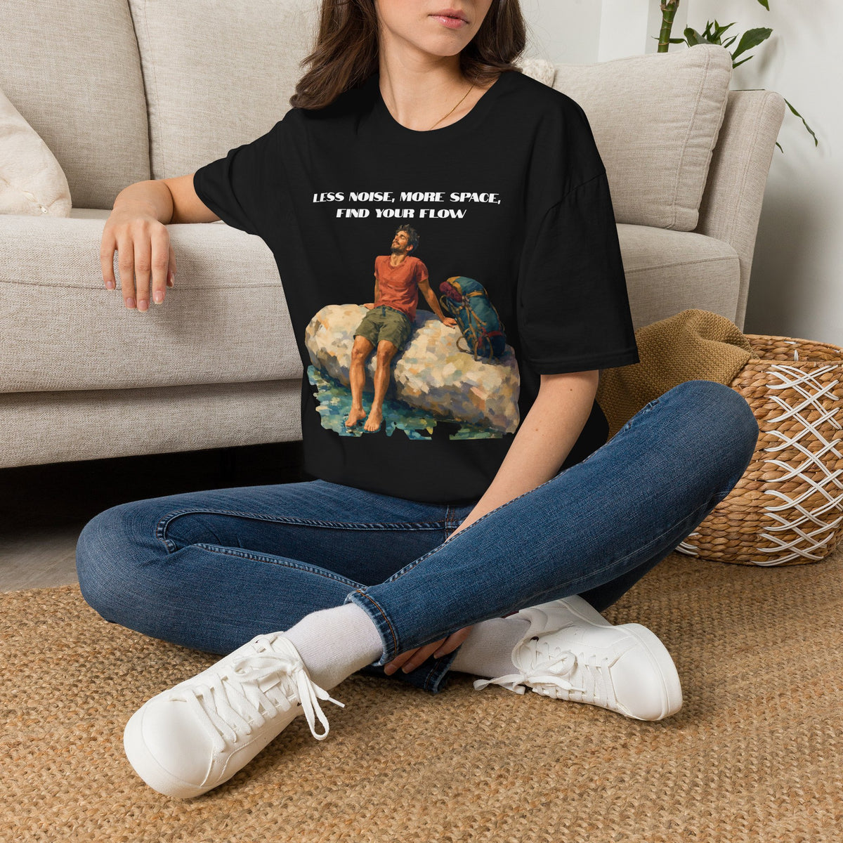 Less Noise * More Space * Find Your Flow Graphic Tee | Get Outside and Find Your Flow Vibes