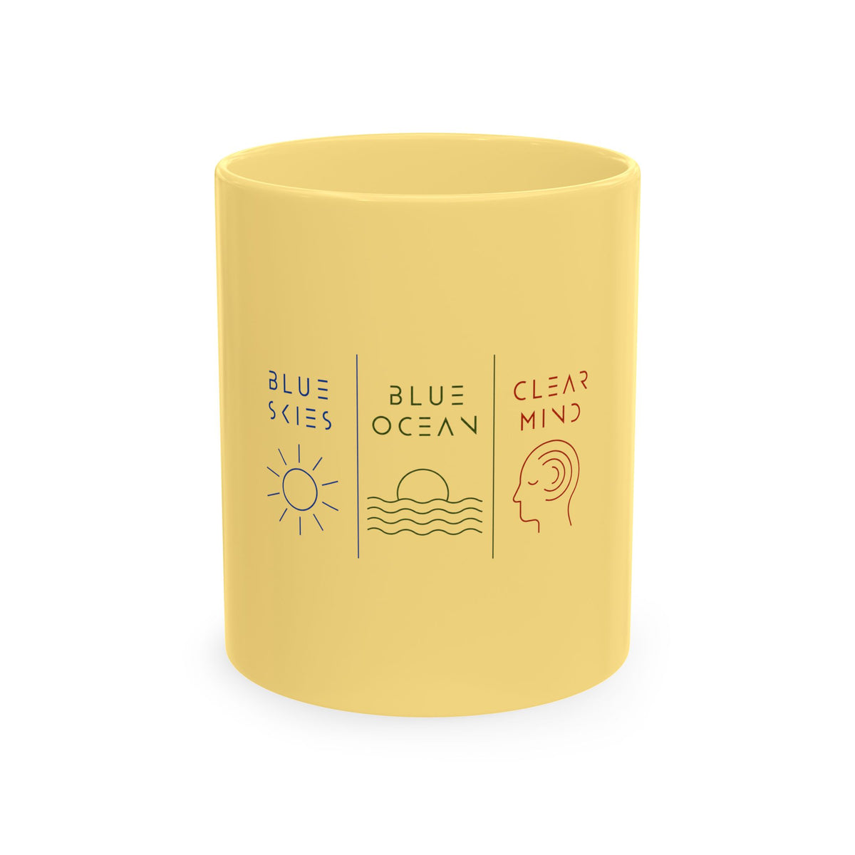 Traditional Ceramic Mug | Blue Skies Blue Ocean Clear Mind | Beach Zen