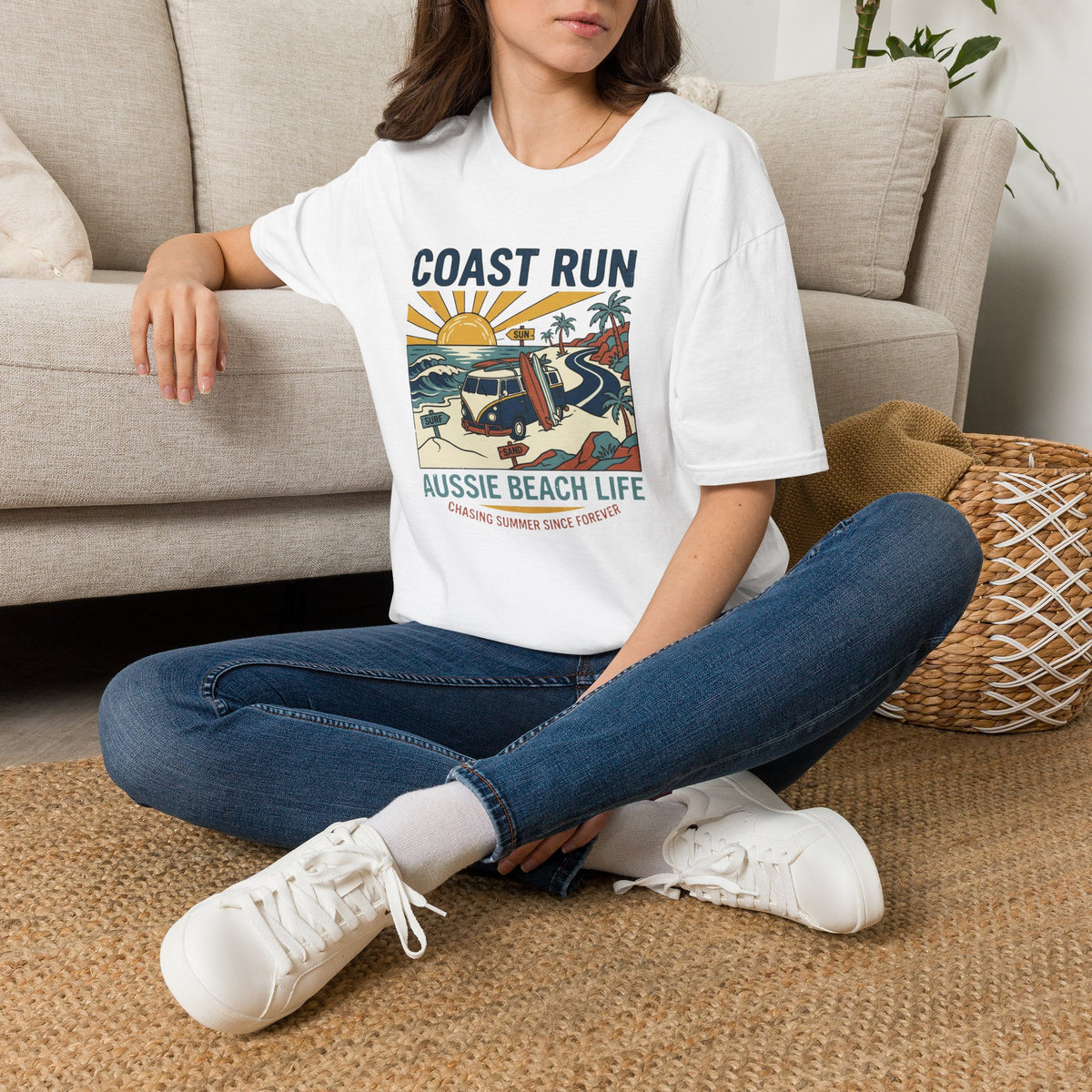 Coast Run Surf Van T‑Shirt — Aussie Beach Life Vintage Graphic