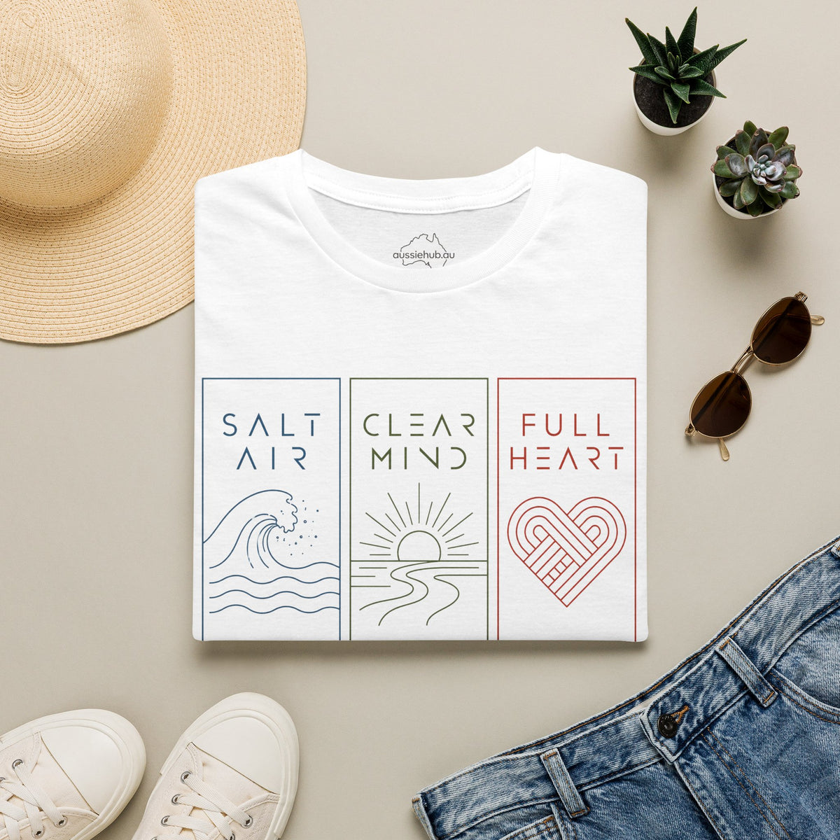 Salt Air * Clear Mind * Full Heart Graphic T-Shirt | Unique Minimal Wellness Tee