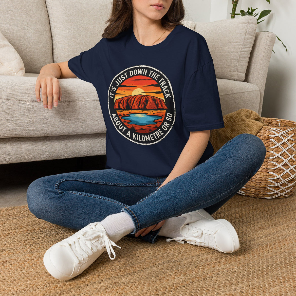 Vintage Sunset Graphic T-Shirt — "It's Just Down The Track" Travel Tee