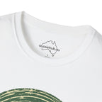 T-Shirt — Vintage Green Bush Sunset Circle Graphic