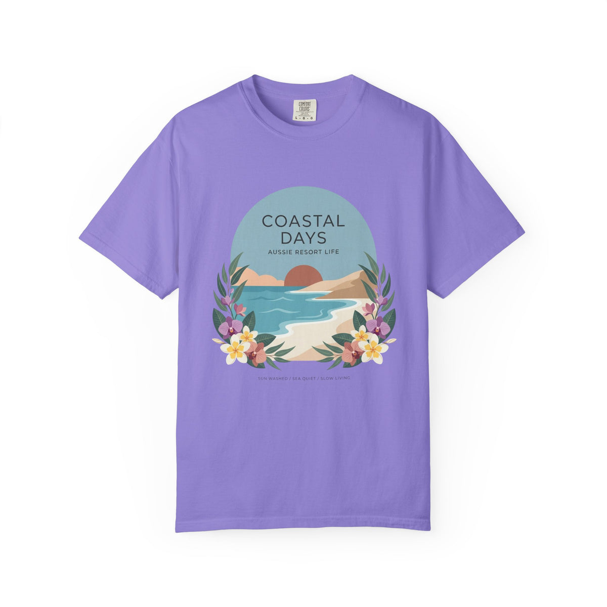 Coastal Days Graphic T-Shirt — Beach Sunset Floral Tee