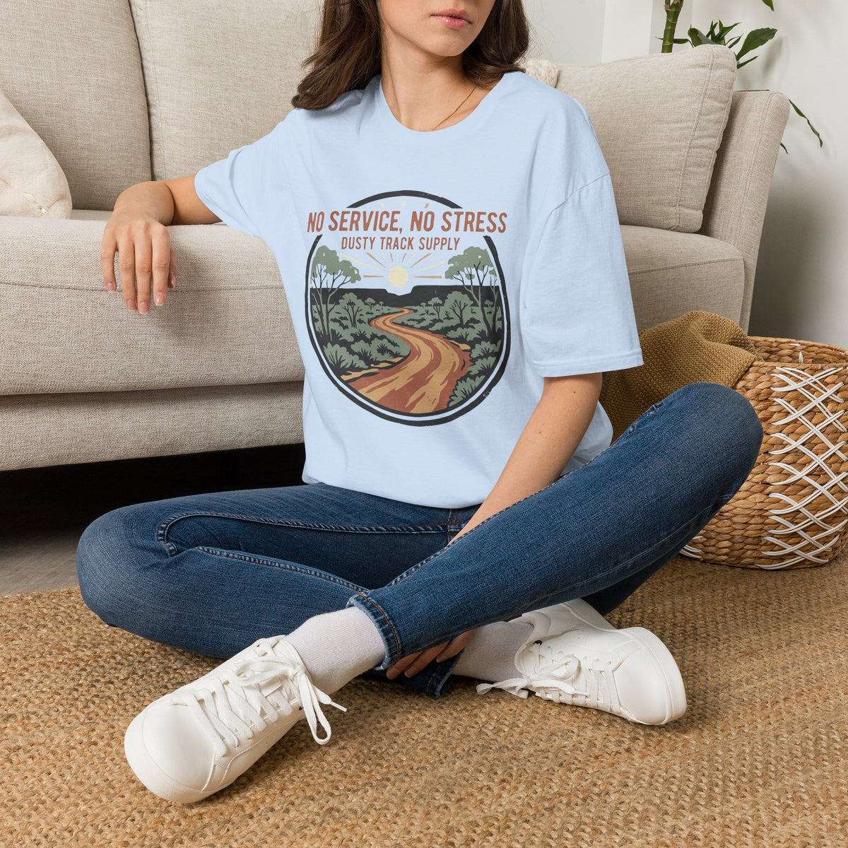 No Service - No Stress T-Shirt | Dusty Track Scenic Road Tee