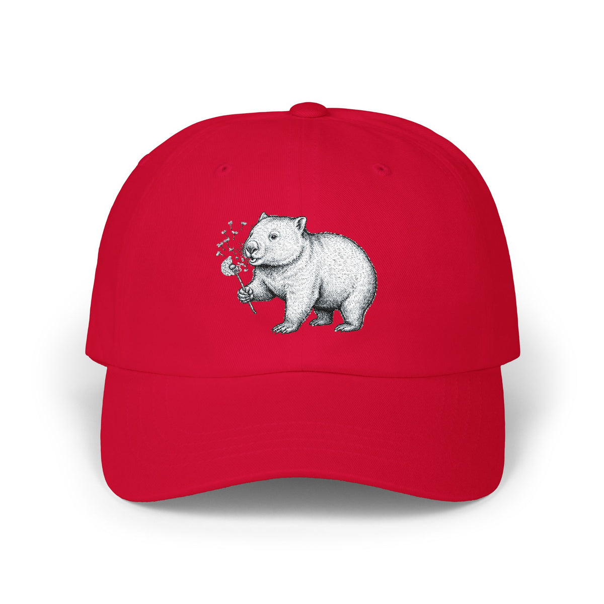 Wombat Blowing Dandelion Cap | Hand-Drawn Wildlife Illustration