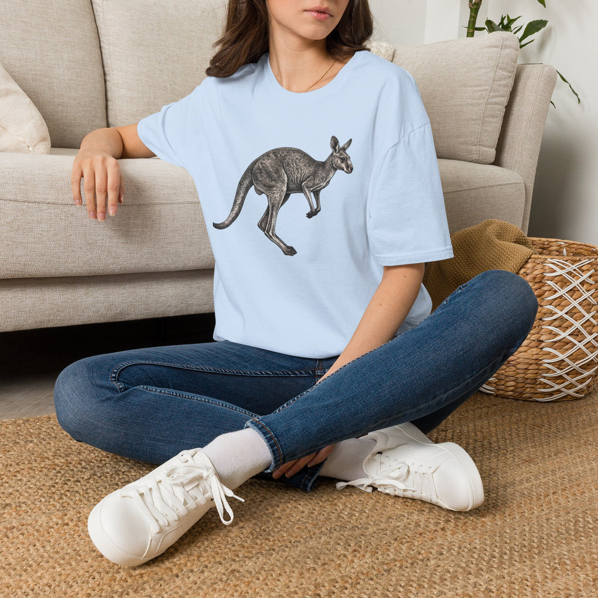 Kangaroo Hand-Drawn Illustration T-Shirt | Wildlife Animal