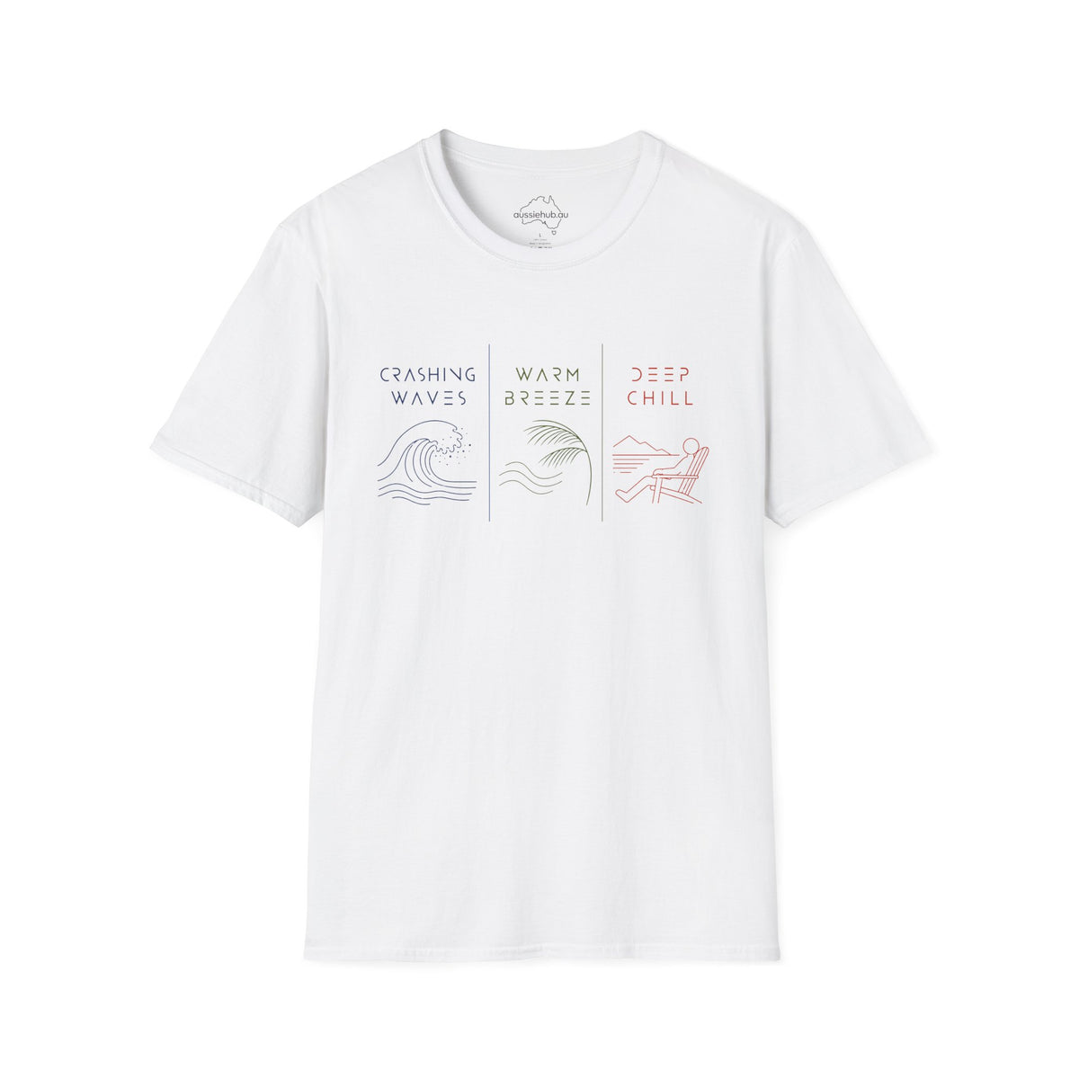 Crashing Waves • Warm Breeze • Deep Chill - Minimal Beach Vibes T-Shirt