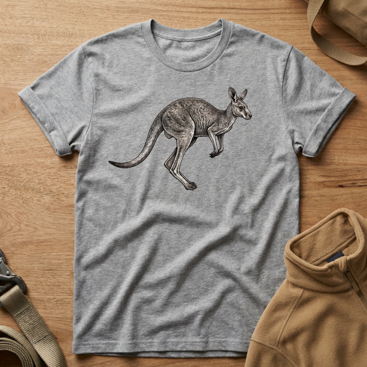Kangaroo Hand-Drawn Illustration T-Shirt | Wildlife Animal