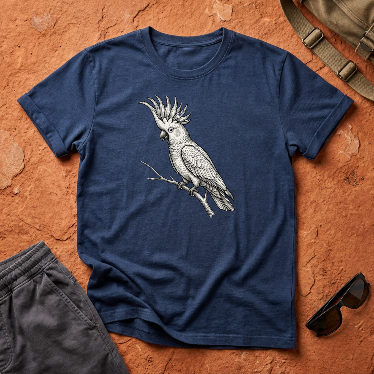 Cockatoo Sketch T-Shirt — Detailed Hand-Drawn Wildlife T-Shirt