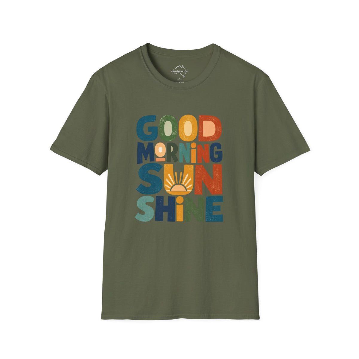 "Good Morning Sunshine" Retro Graphic T-Shirt — Colorful Positive Vibes Tee