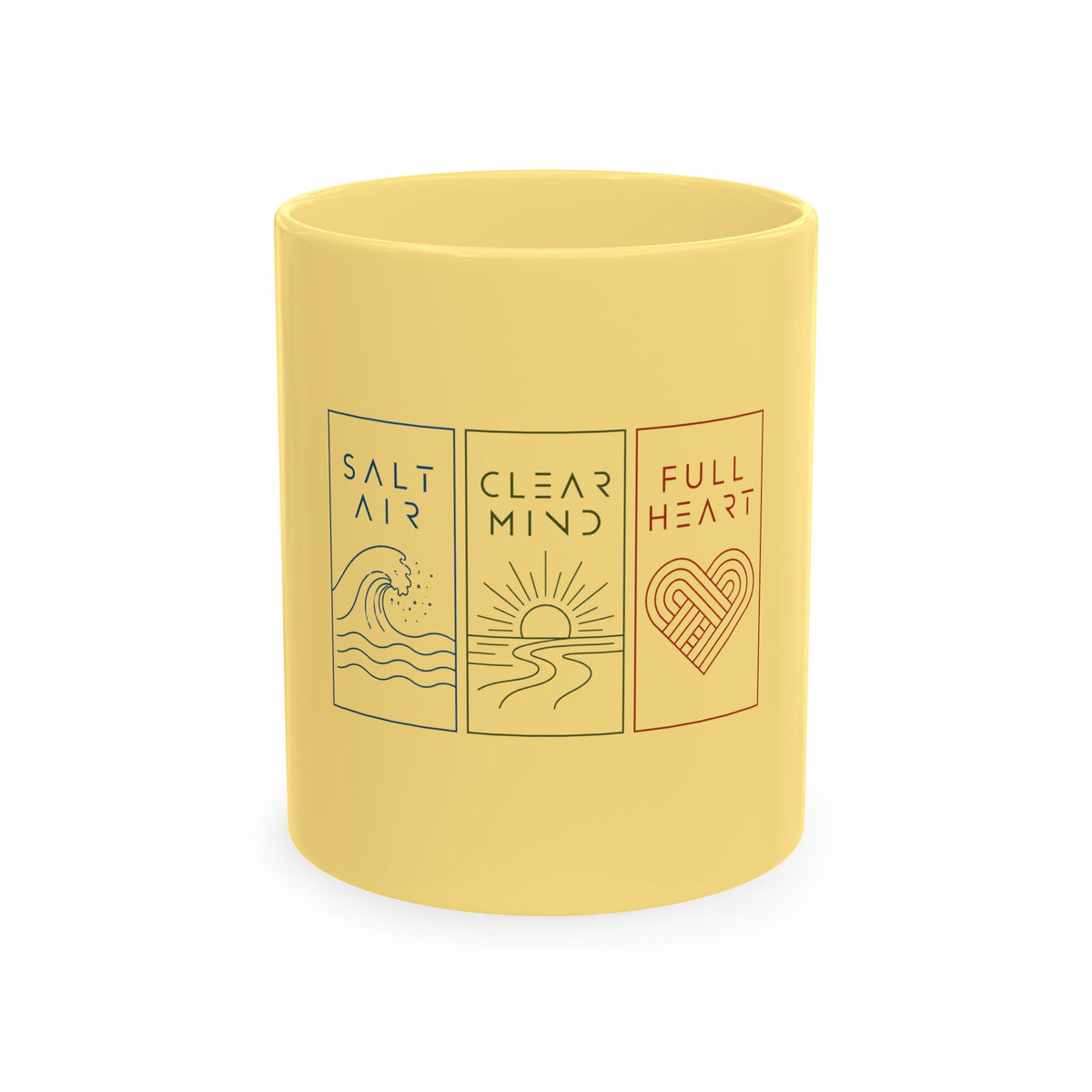 Traditional Ceramic Mug | Salt Air * Clear Mind * Full Heart | Unique Minimal Beach Zen