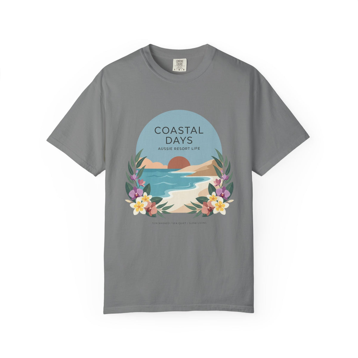 Coastal Days Graphic T-Shirt — Beach Sunset Floral Tee