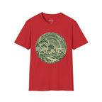 T-Shirt — Vintage Green Bush Sunset Circle Graphic