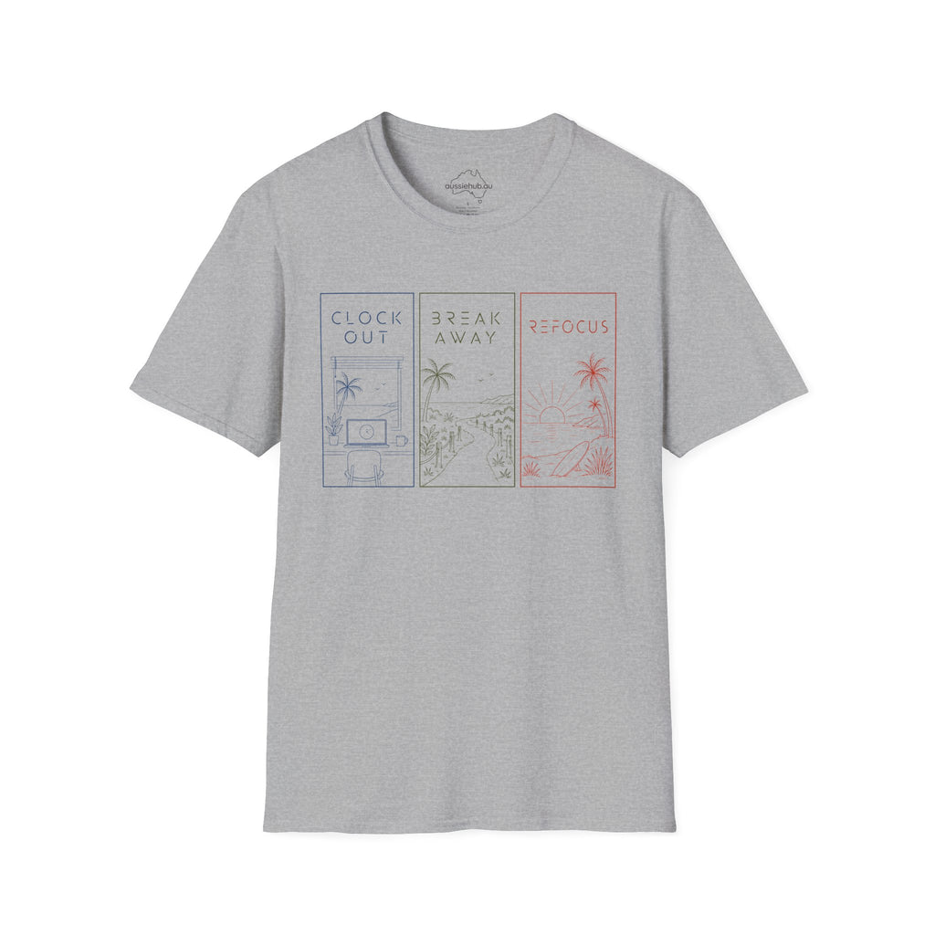 Clock Out • Break Away • Refocus | Mindfull Trio T-Shirt
