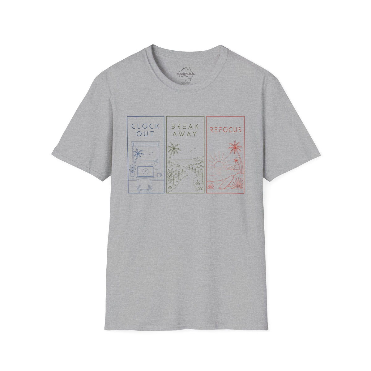 Clock Out • Break Away • Refocus | Mindfull Trio T-Shirt