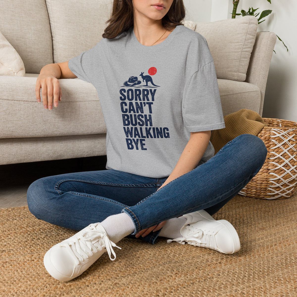 Sorry Can’t Bushwalking Tee — Australian Kangaroo Hiking Shirt