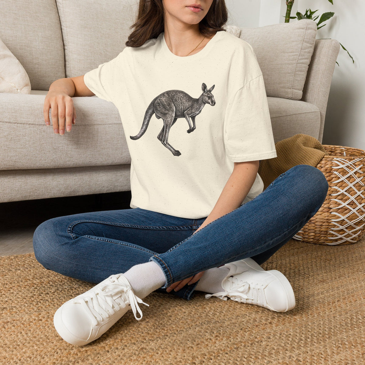 Kangaroo Hand-Drawn Illustration T-Shirt | Wildlife Animal