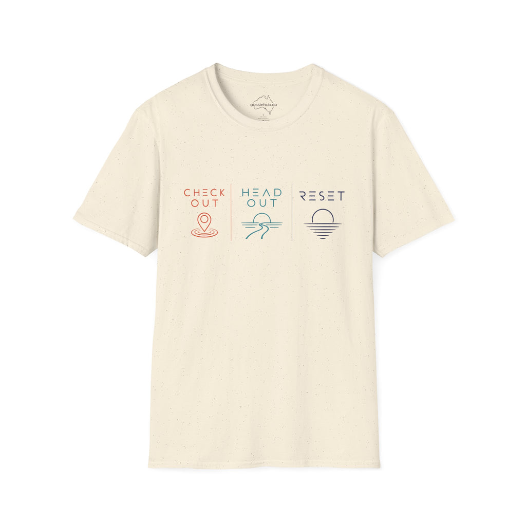 Check Out * Head Out * Reset | Minimal Wellness T-Shirt