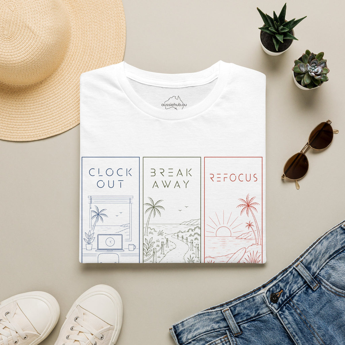 Clock Out • Break Away • Refocus | Mindfull Trio T-Shirt