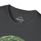 T-Shirt — Vintage Green Bush Sunset Circle Graphic