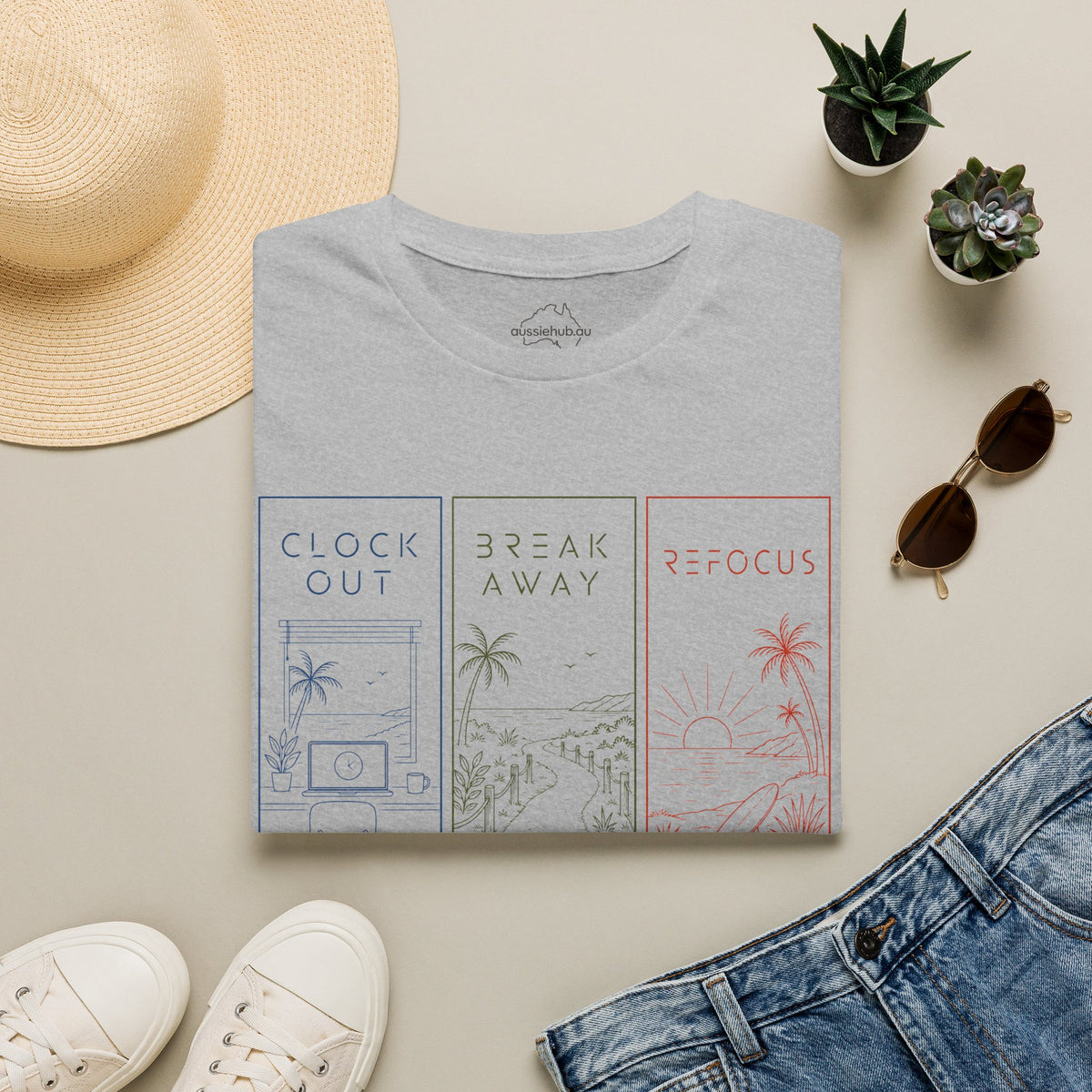 Clock Out • Break Away • Refocus | Mindfull Trio T-Shirt