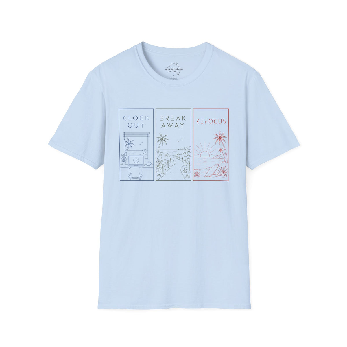 Clock Out • Break Away • Refocus | Mindfull Trio T-Shirt