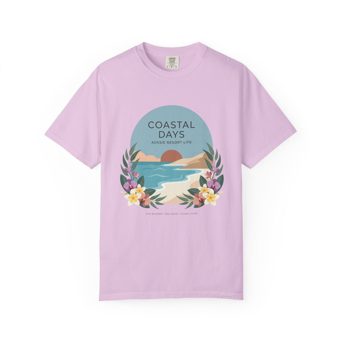 Coastal Days Graphic T-Shirt — Beach Sunset Floral Tee