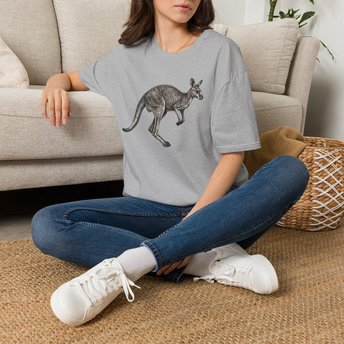 Kangaroo Hand-Drawn Illustration T-Shirt | Wildlife Animal