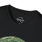 T-Shirt — Vintage Green Bush Sunset Circle Graphic