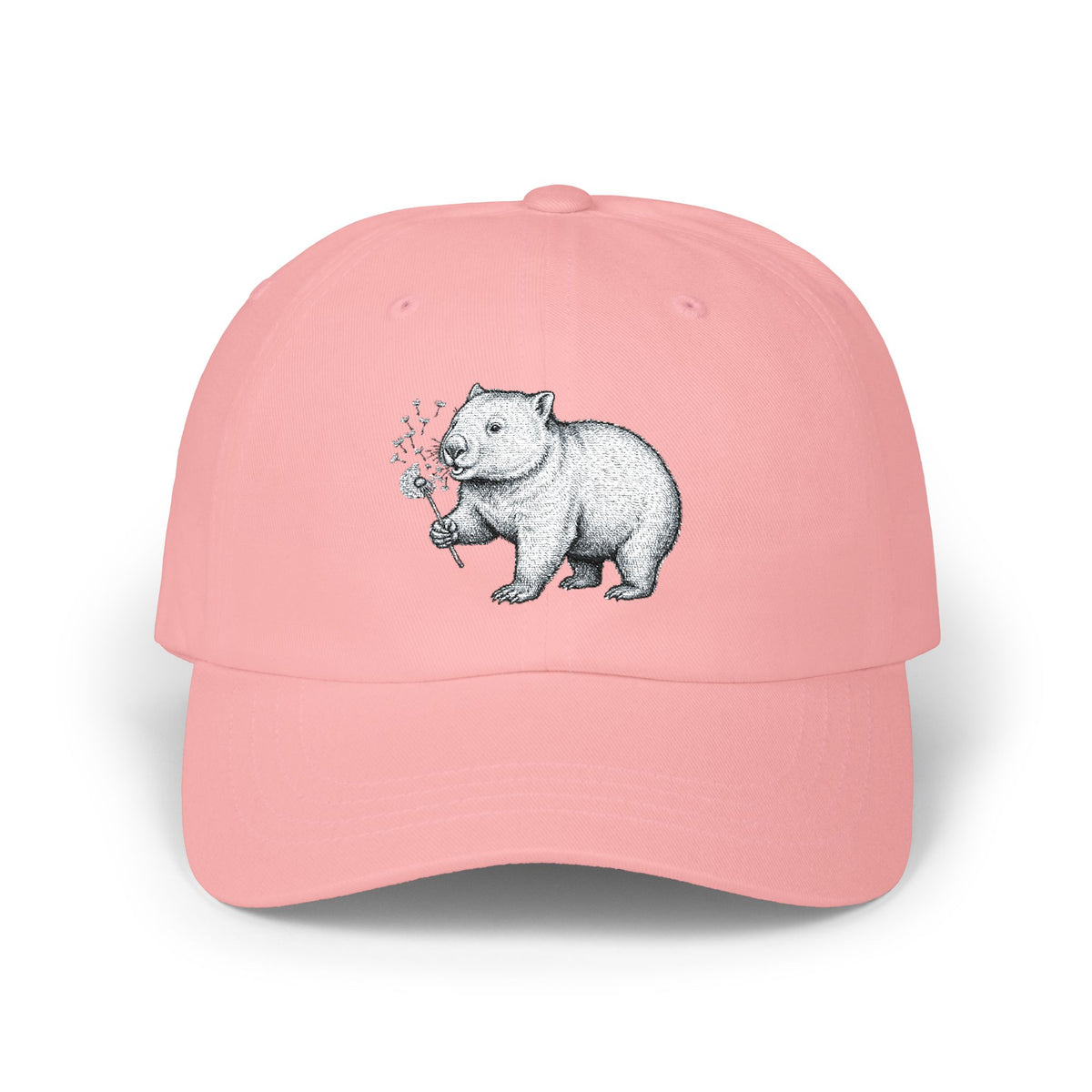Wombat Blowing Dandelion Cap | Hand-Drawn Wildlife Illustration