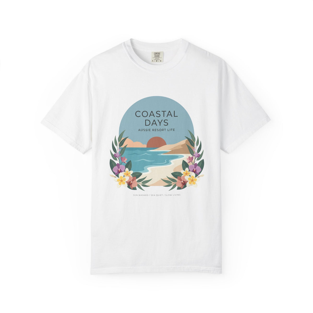 Coastal Days Graphic T-Shirt — Beach Sunset Floral Tee