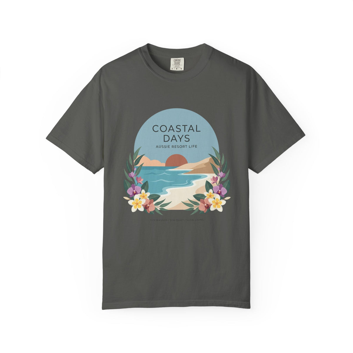 Coastal Days Graphic T-Shirt — Beach Sunset Floral Tee