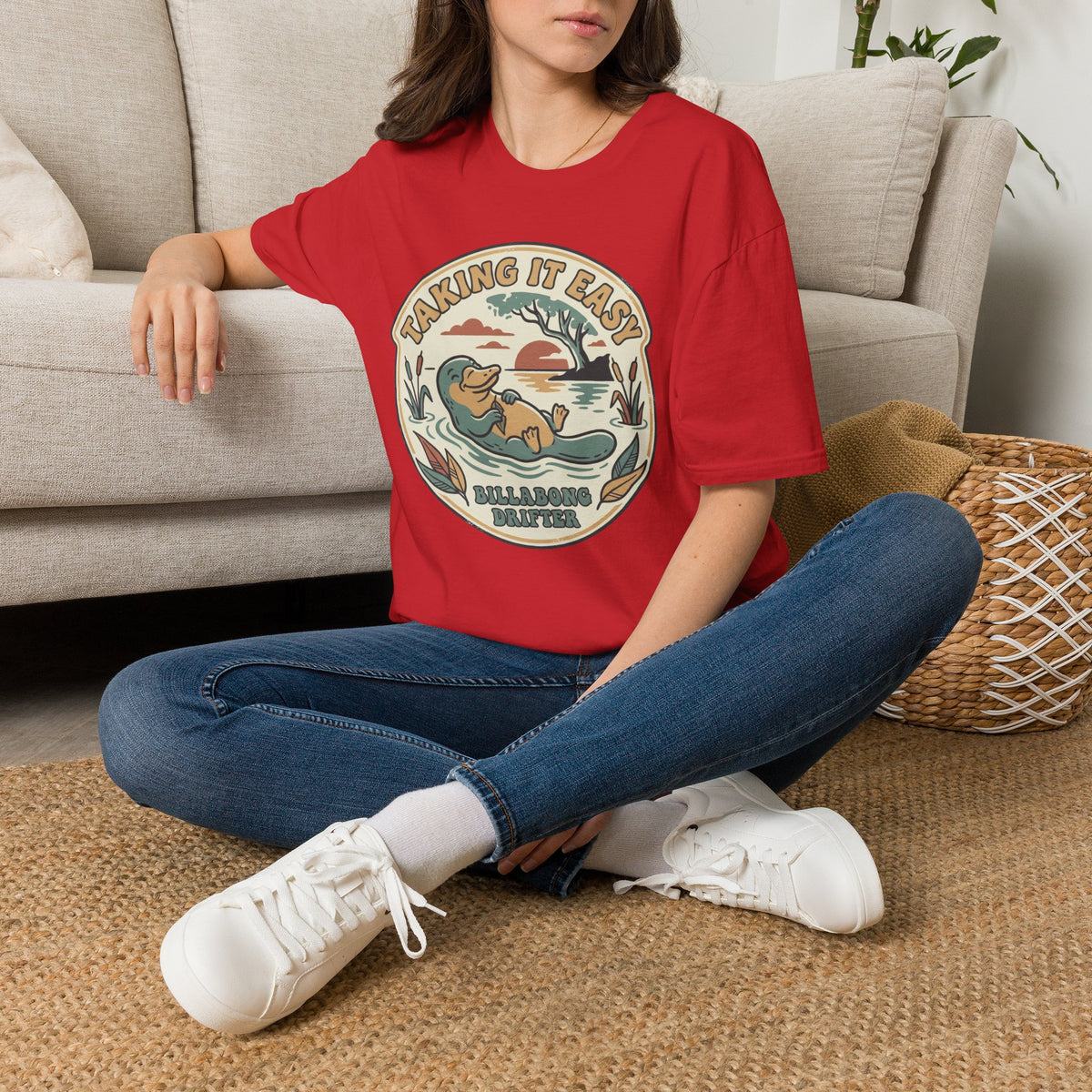 Billabong Drifter Platypus Graphic T-Shirt | Retro Sunset Billabong Illustration