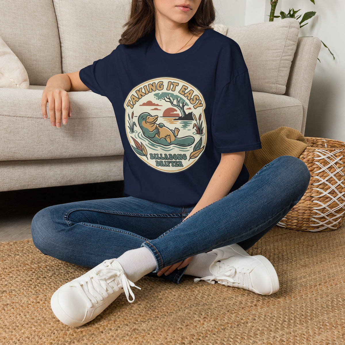 Billabong Drifter Platypus Graphic T-Shirt | Retro Sunset Billabong Illustration
