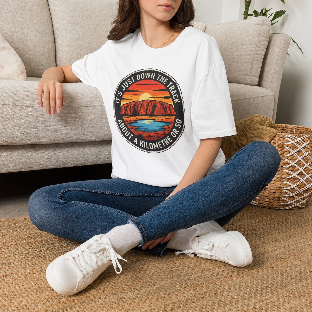 Vintage Sunset Graphic T-Shirt — "It's Just Down The Track" Travel Tee