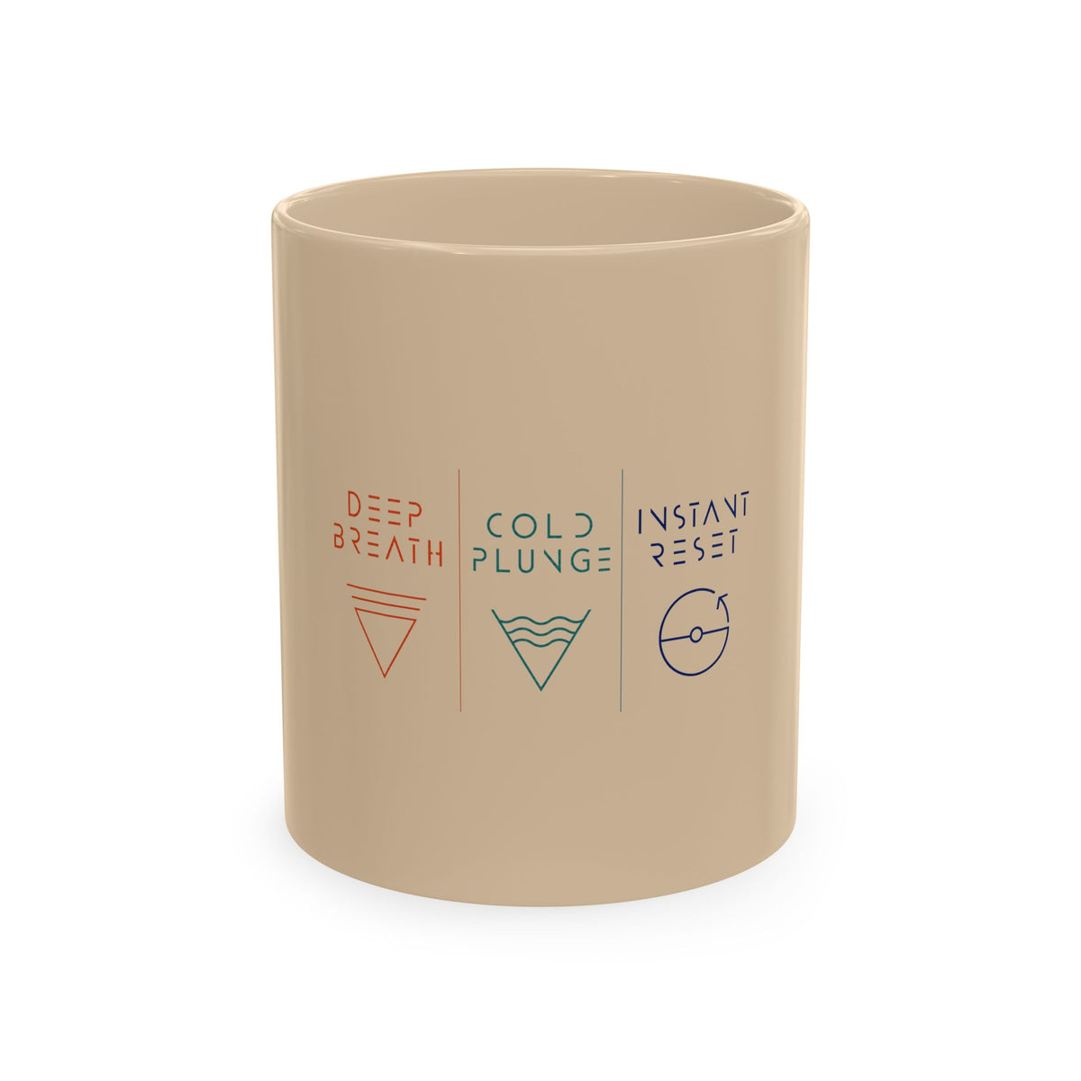 Traditional Ceramic Mug | Deep Breath * Cold Plunge * Instant Reset | Unique Minimal Beach Zen
