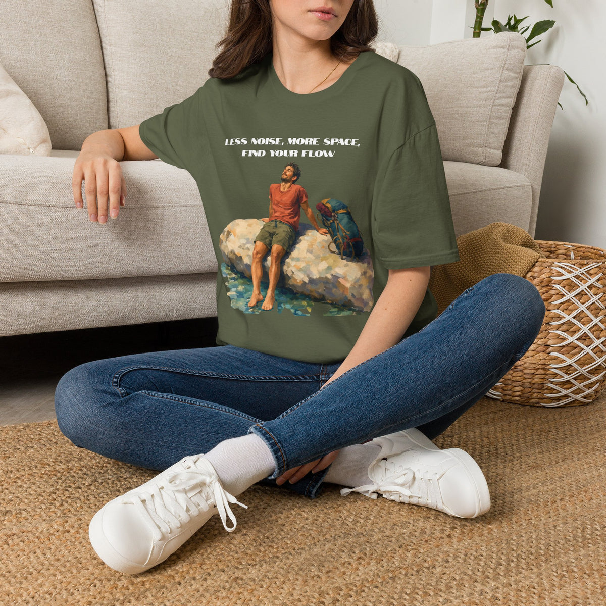 Less Noise * More Space * Find Your Flow Graphic Tee | Get Outside and Find Your Flow Vibes
